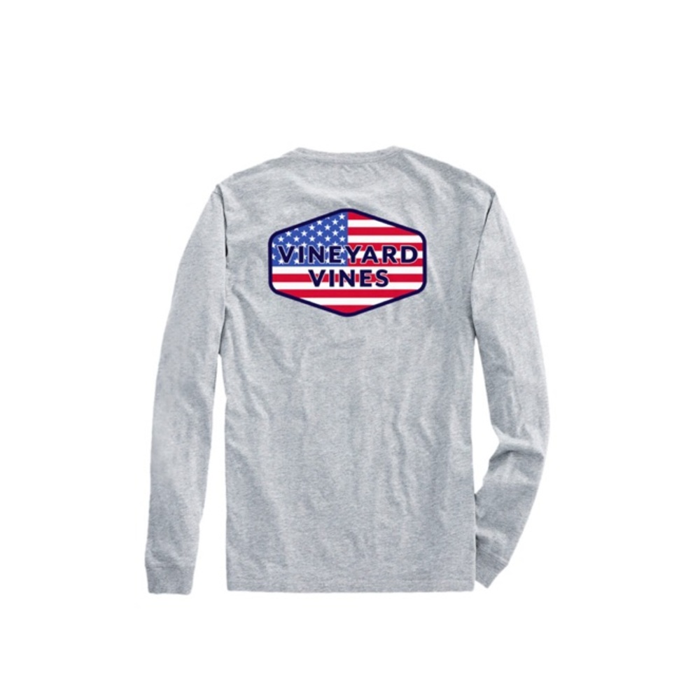 Vineyard Vines USA Patch grey heather long sleeve tee 
size large